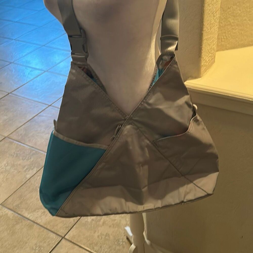 Baboon To The Moon Triangle Crossbody Tote Bag Silver Blue Travel Lightweight